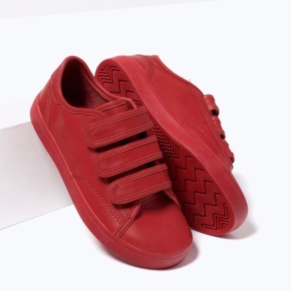 Zara Kids Red Sneakers with Velcro Straps